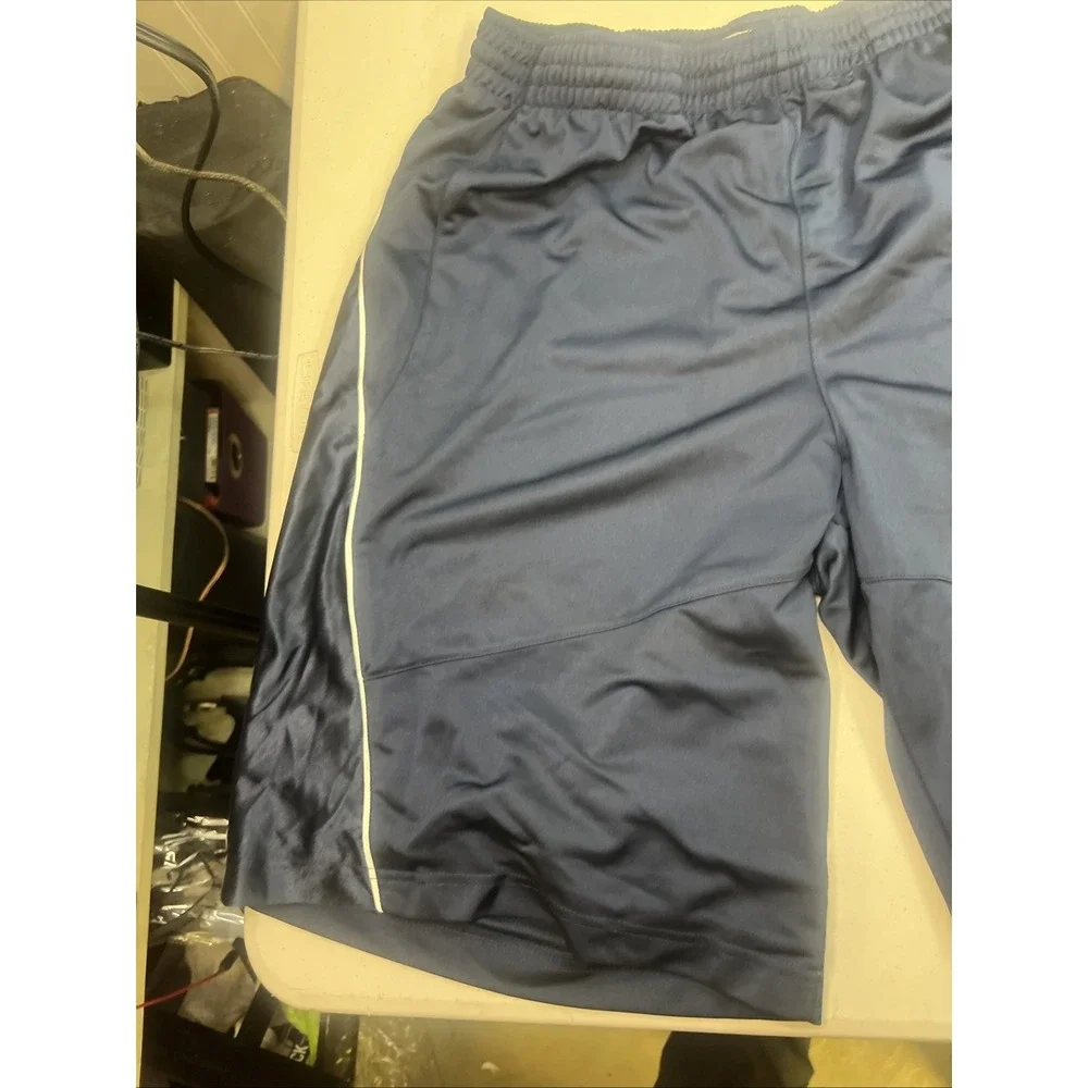 Vintage Y2K Nike Men's Silky Shiny Basketball Shorts Baggy‎ XL Blue Swoosh